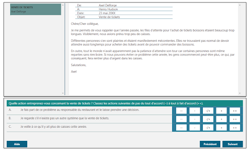 Exemple de question pour l'exercice du bac à courrier électronique de GovJobs